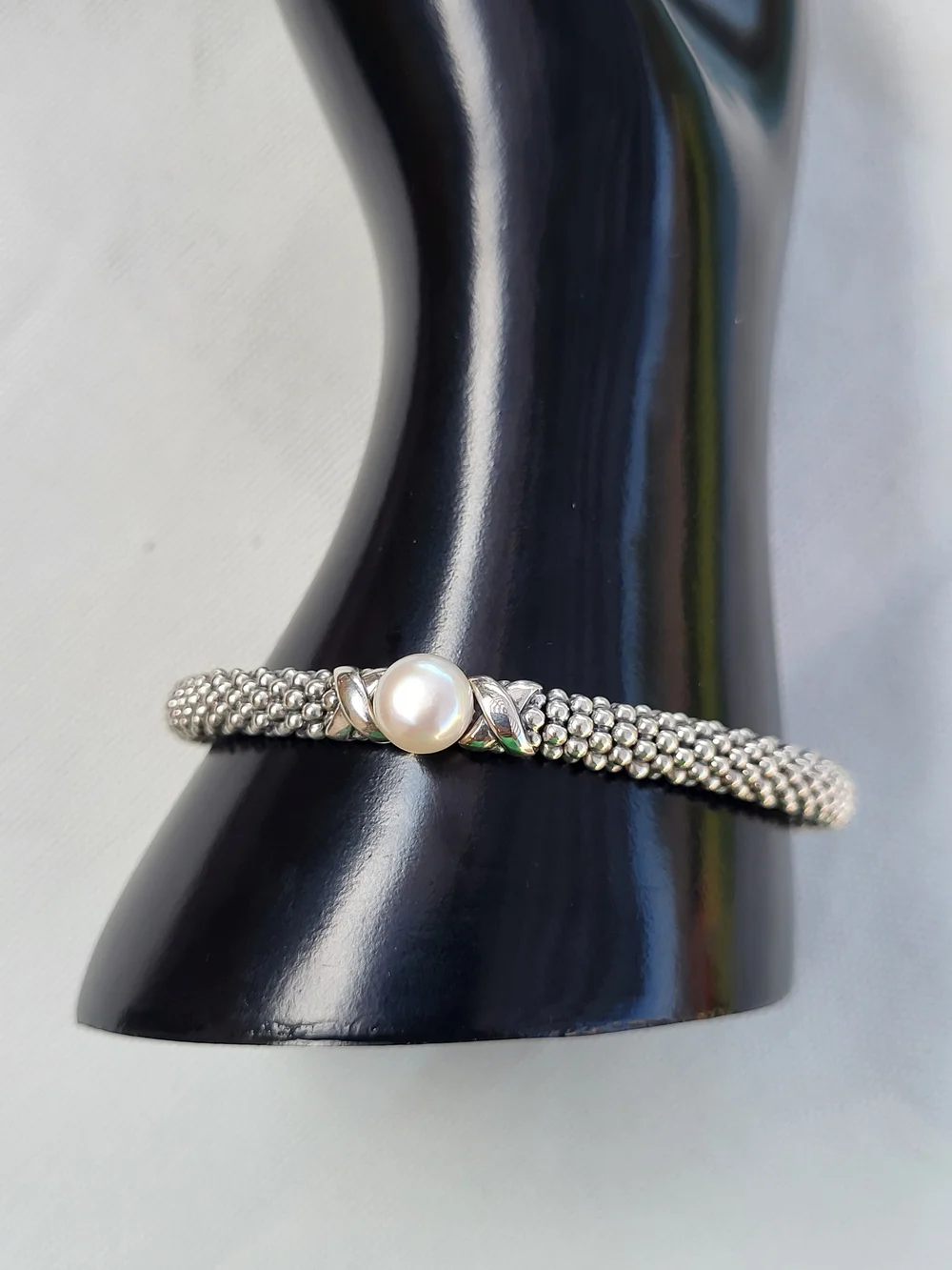 Lagos Luna Sterling Silver Pearl Caviar Bracelet - White Pearl.  #225b1